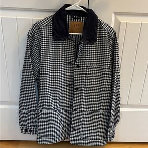 GAP Women's Checkered Shirt Jacket - Black and White